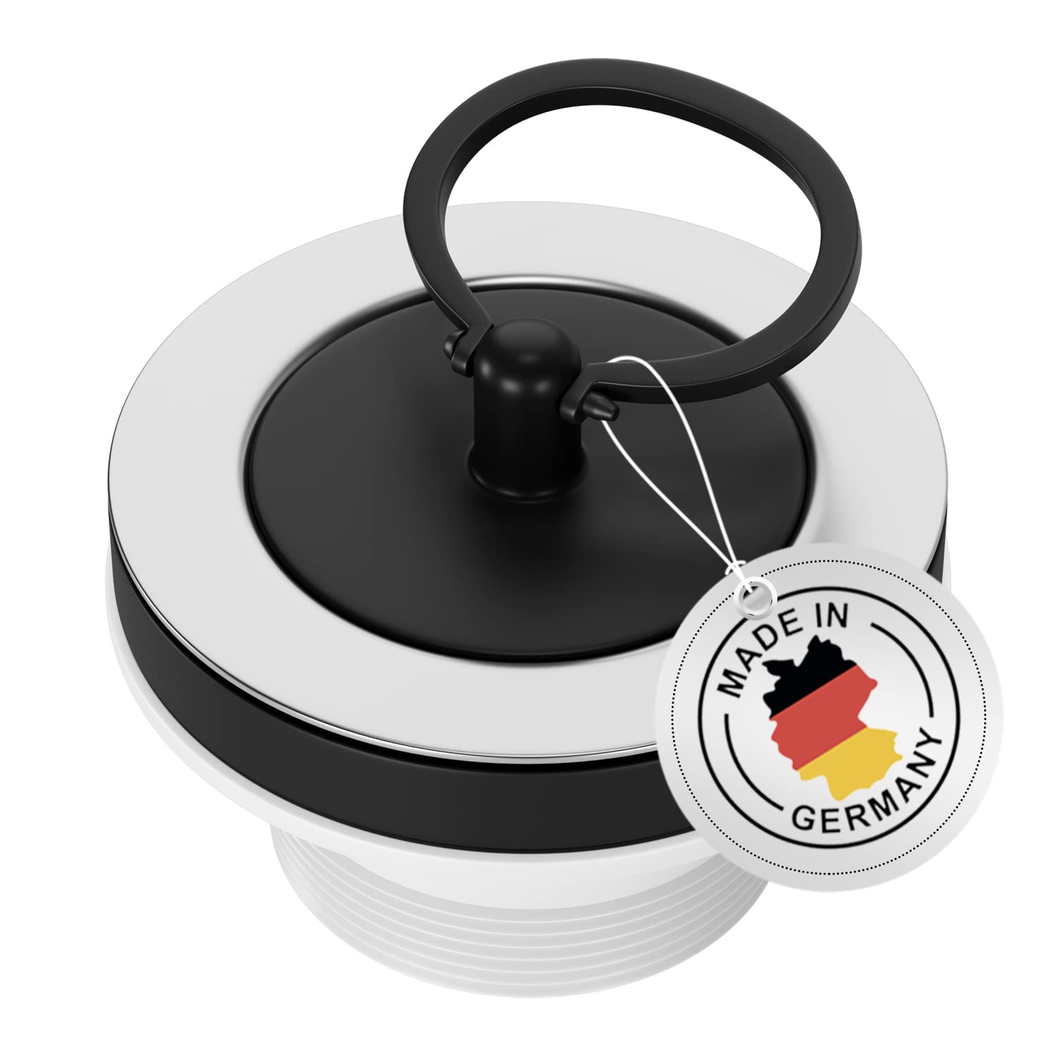 AQUADE 423-AQ Sink Drain Valve 1 1/2 x 30 Diameter 70 mm for Sink with Handle Black