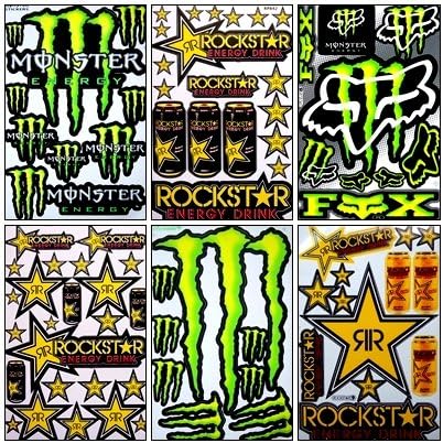 6 Rockstar Energy Drink Metal Mulisha Yamaha Kawasaki Motocross Racing Helmet Motorcycle Decal Sticker