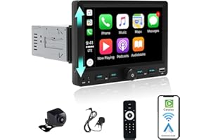 Alondy Single Din Car Stereo Touchscreen (7" Adjustable) Compatible with Apple CarPlay [Wireless] Android Auto Car Radio Blue