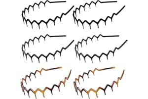 YONOY 6Pcs Zig Zag Shark Tooth Headbands Comb Zigzag Plastic Hoop U Shaped Shark Tooth Hair Bands Wavy teeth Hair Hoop Accessory for Women Lady Girl（Matte black, Glossy black, Turtle color）