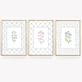 Lhoiplme Wildflower Nursery Wall Art Decor Baby Girl Room Canvas Prints Pastel Floral Wall Art Botanical Flower Pictures Pink Blue Wildflower Painting Artwork for Girls Bedroom 12x16x3 Inch Unframed