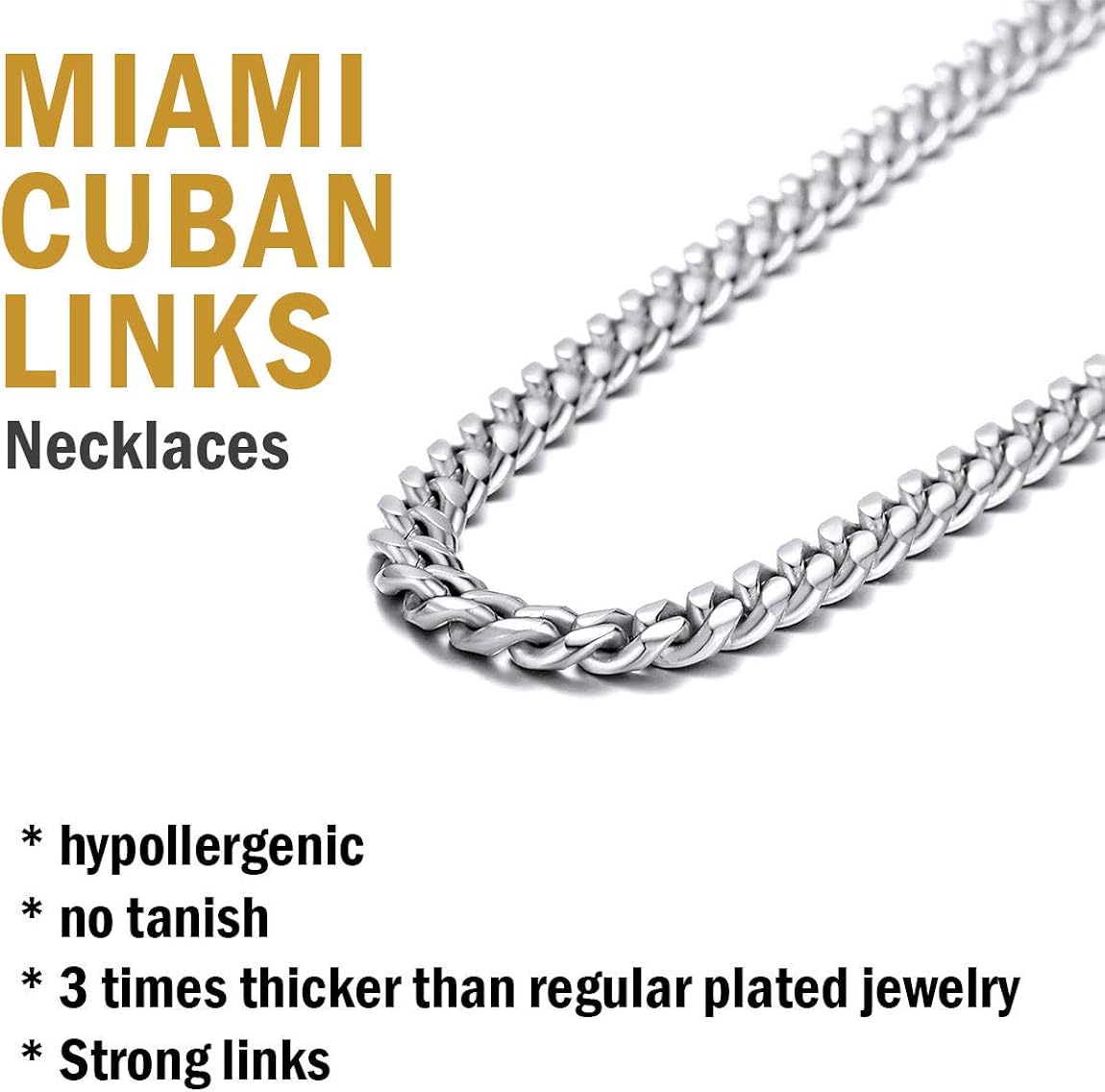 316L Stainless Steel Men Boy Cuban Necklace Chain 22inch 6MM Chain Chain Boys Gifts | 