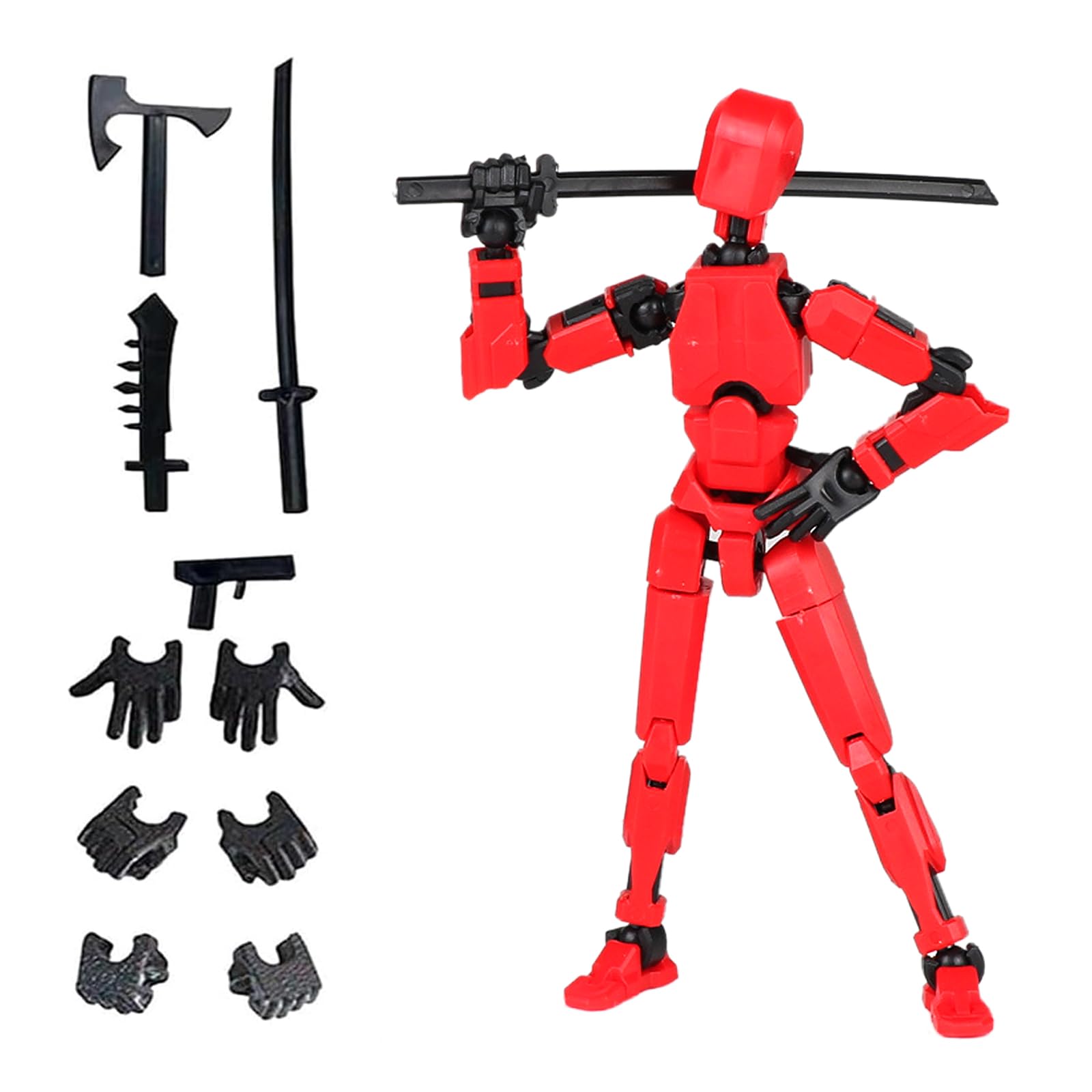 Azxndy 3D Printed Moveable Joints Robot，Finger Exercising Toys Assembly Set，Multi Joint Movable Model，Full Body Mechanical Movable Toy,Movie Character Desktop Decoration for Game Lovers (red)