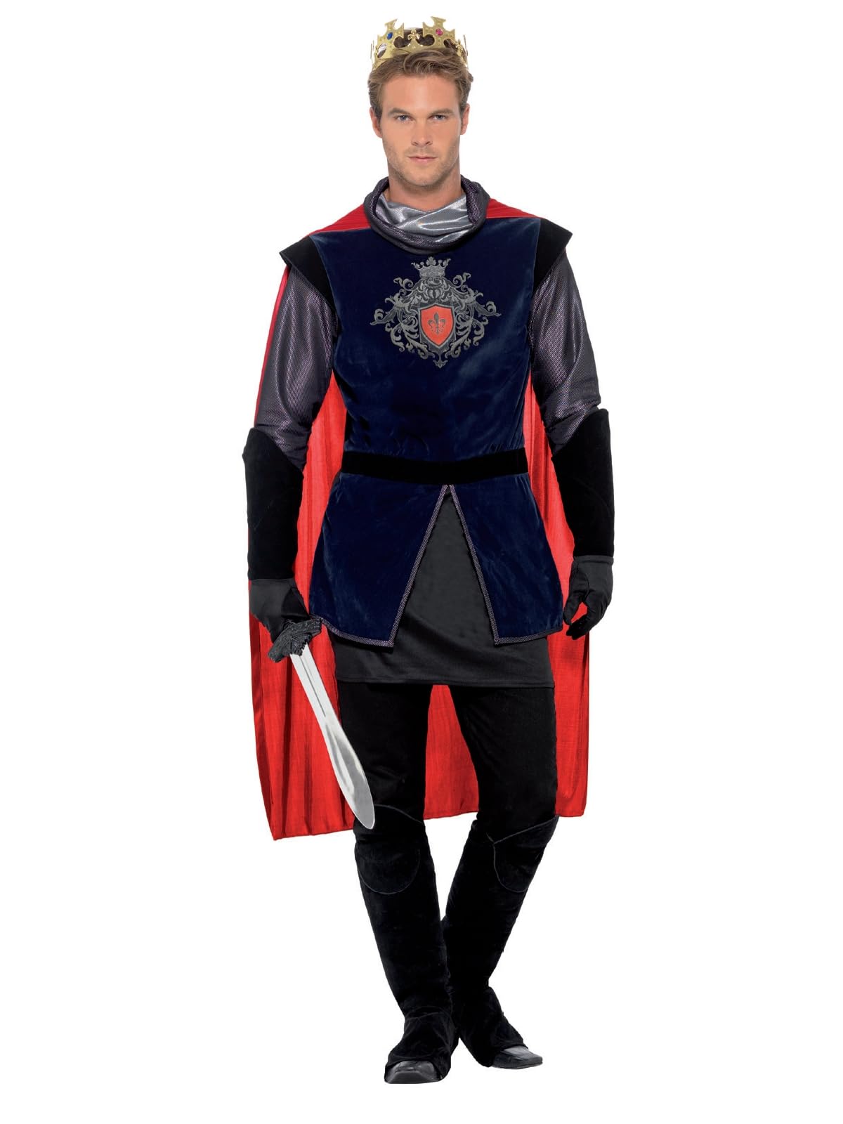Smiffys Deluxe King Arthur Costume, Black, XL - Size 46 inches-48 inches
