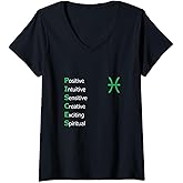 Pisces Personality Astrology Zodiac Sign Horoscope Design V-Neck T-Shirt