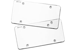 Zento Deals Clear License Plate Covers - 2-Pack – Novelty/License Plate Clear Flat Shields Covers (White)