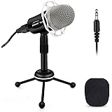 PC Microphone, ELEGIANT Y20 Portable Condenser Microphone 3.5mm Plug & Play with Tripod Stand Home Studio Recording Microphone for Computer, Smartphone, iPad, Podcasting Karaoke, YouTube, Skype, Games