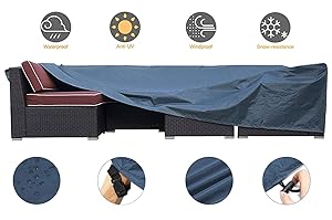 JCGARDEN Extra Large Outdoor Furniture Cover Waterproof Dust Proof Durable Patio Sectional Couch Cover Protective Loveseat Cover 126x126x28 Inch