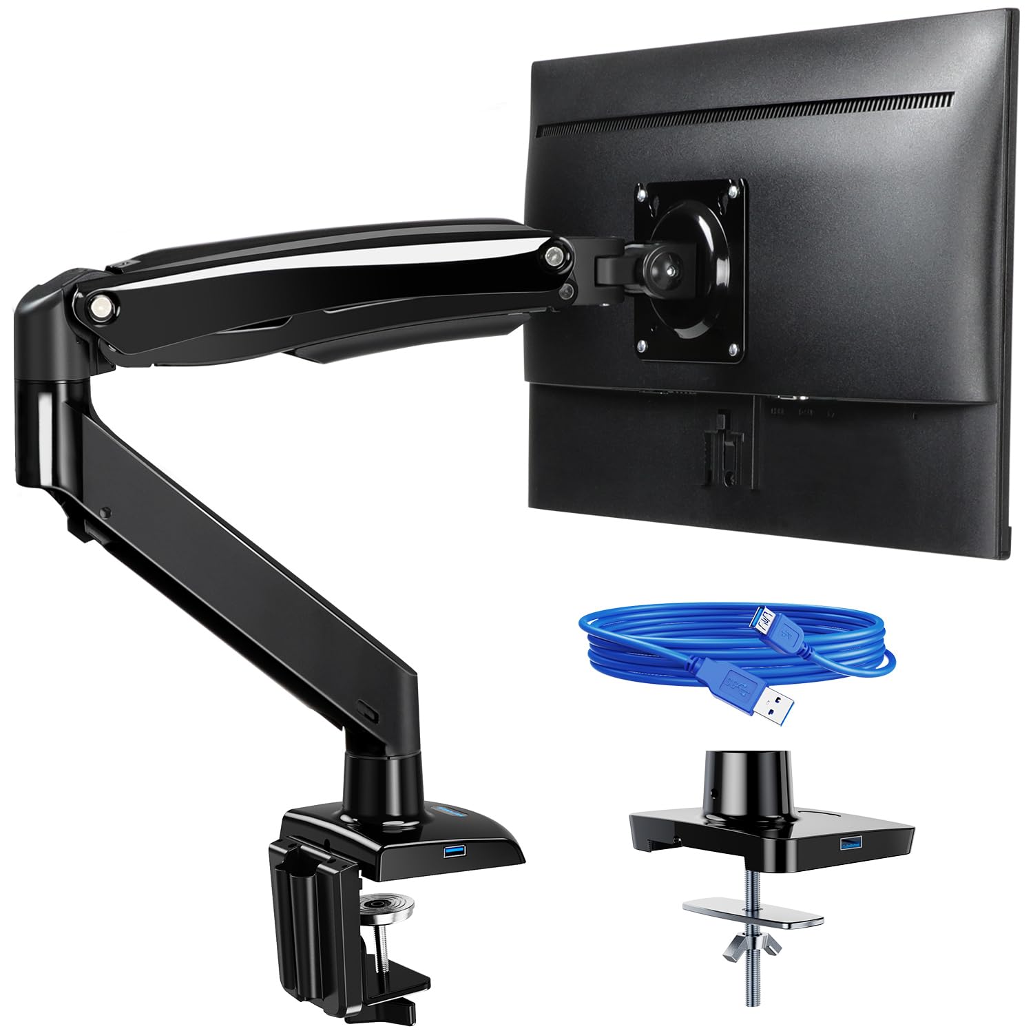 Photo 1 of ErGear 13 to 49 inches Single Monitor Mount for Ultrawide Screens, Holds 26.5lbs, Gas Springs Single Monitor Arm, Single Monitor Stand with Swivel, Tilt, Rotation for Home and Office, VESA 75/100mm