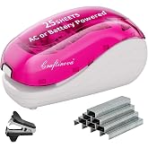 Craftinova Electric Stapler,Including 2000 Staples and 1 Staple Remover, | Suitable for Palm Size and high Comfort，25 Sheet Capacity, AC Adapter or Battery Powered，Battery not Included