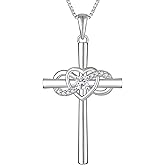 YL Women's Cross Necklace Sterling Silver Infinity Heart Crucifix Pendant Birthstone Criss Jewelry