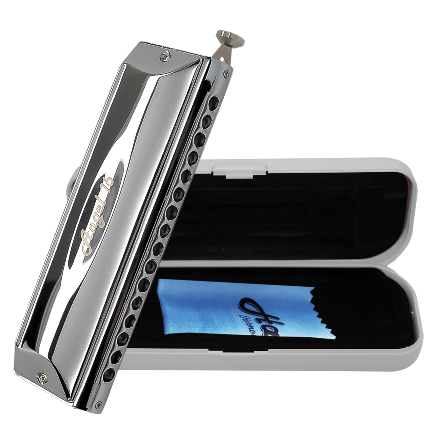 Harmo Angel 16 Chromatic Harmonica Key of C - 16 Hole Mouth Organ with Precision Slider, 4-Octave Range, Suitable for All Genres - Harmonica for Beginners to Professionals, Designed in USA