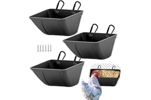MOZOBA Hanging Chicken Feeder Trough for Goat Sheep Deer Poultry Duck Chicken Fence Feeder Livestock Feeding Container Goats Supplies Feeders Waterer Bucket