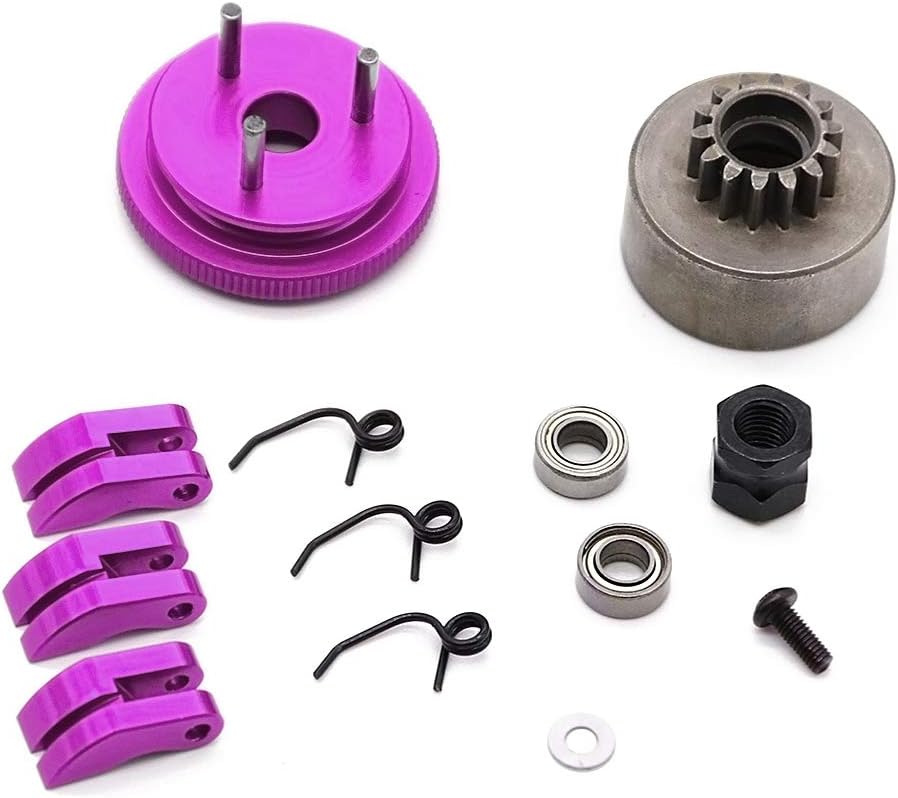 Shefii 14t Gear Flywheel Assembly 1 8 Rc Car Bearing Clutch Bell Shoes Nut Springs Set