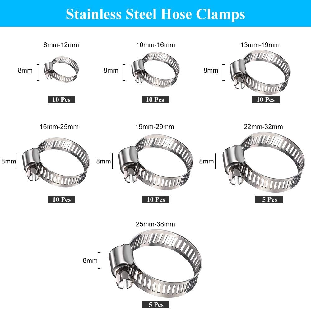Fascette Stringitubo Regolabili 25-38 Mm In Acciaio Inox - Set 16 Pezzi Per Giardino, Casa E Piscina - 3
