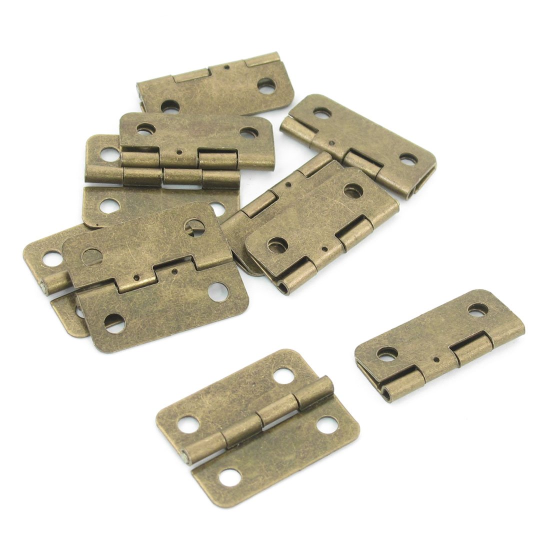 sourcingmap 10 Pcs Bronze Tone Metal Cupboard Cabinet Door Dius Hinge Hardware 2.4cm Long
