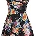 oxiuly Women's Vintage V-Neck Floral Casual Party Cocktail A-Line Dress OX233 (L, Black)