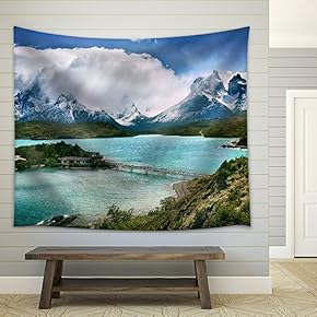 Landscape with Mountain and Lake - Fabric Wall Tapestry Home Decor - 51x60 inches
