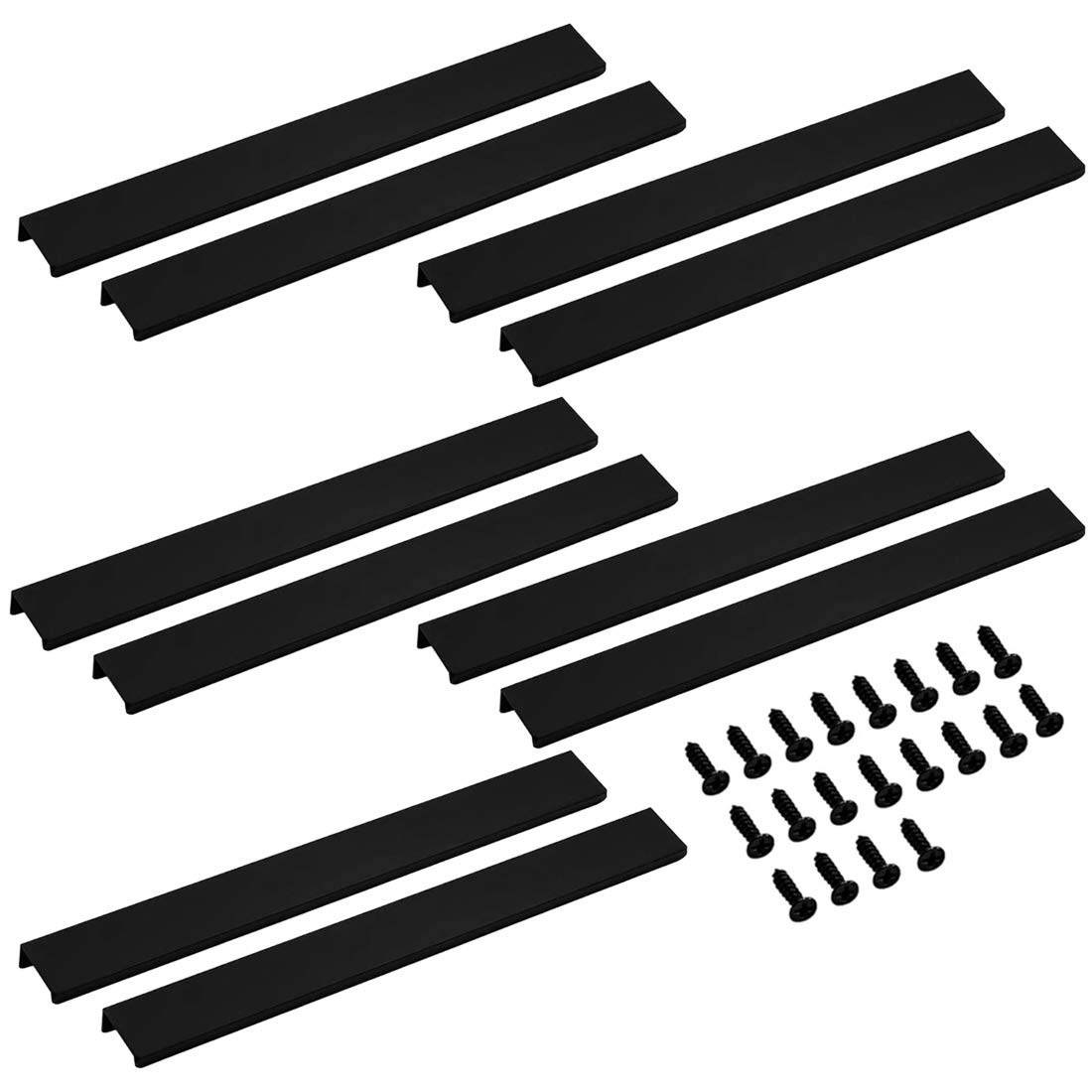 LC LICTOP Edge Pull Handles for Cabinets, 300mm/11.8" Aluminum Alloy Finger Tab Pulls, Concealed Drawer Handles for Kitchen, Dresser, Wardrobe, 224mm/8.8" Hole Spacing, 10Pcs Black Edge Pulls