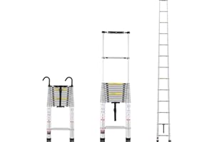 VEVOR Telescoping Ladder, 16.5FT Aluminum Lightweight Extension Ladder, Multi-Button Retraction Collapsible Ladder, 419 LBS Capacity with Non-Slip Feet, Portable Compact Ladders for Home, RV, Loft