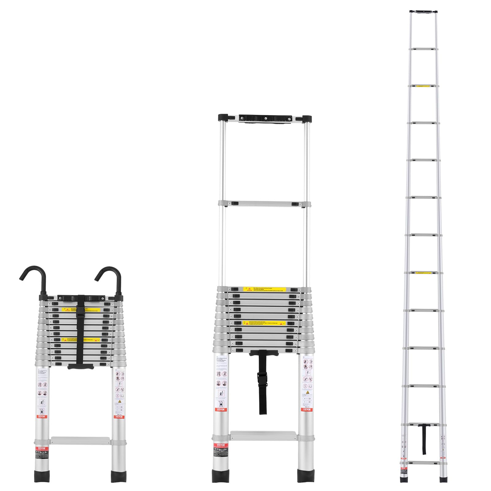 Lightweight Rv Ladder VEVOR Telescoping Ladder, 16.5FT Aluminum Lightweight Extension Ladder ...