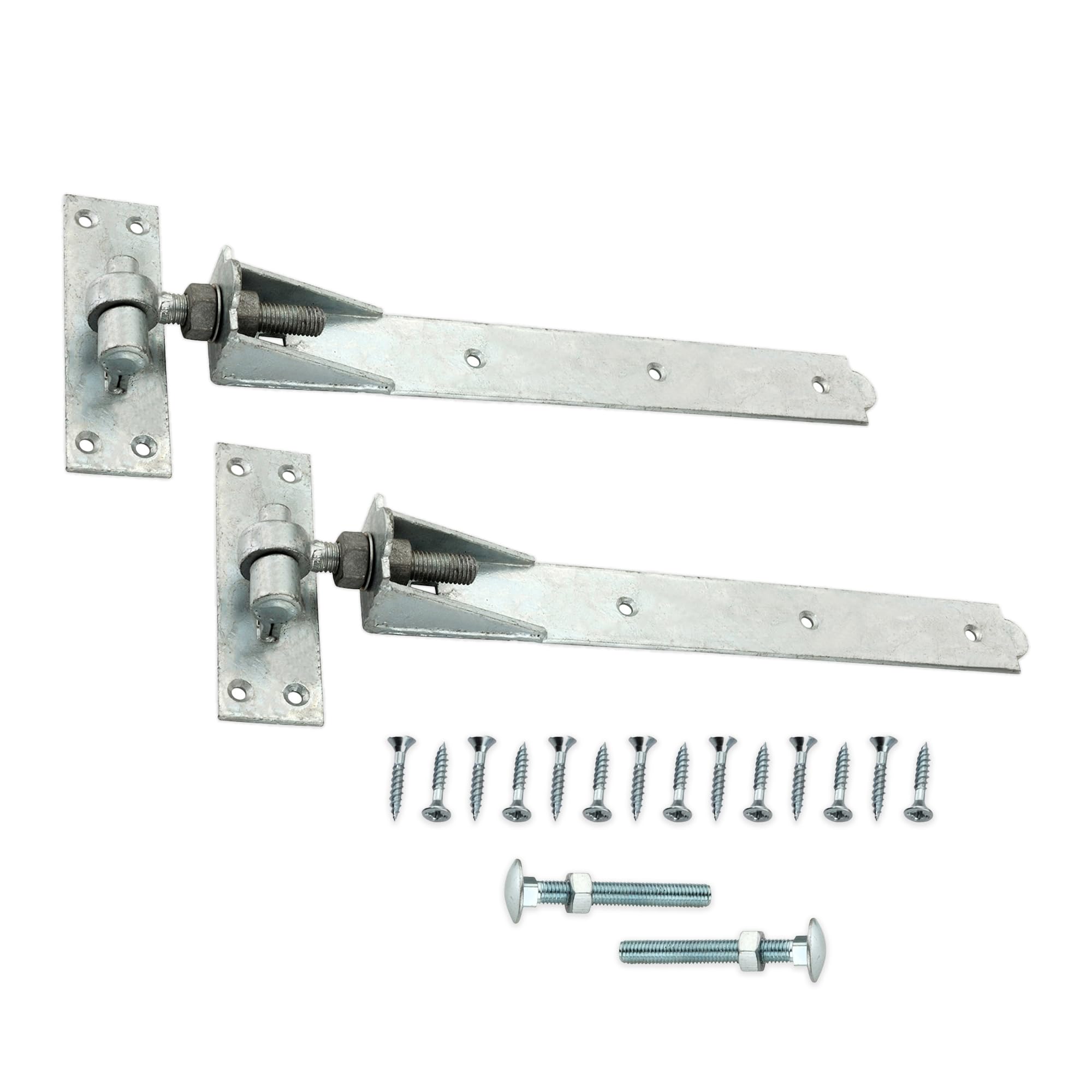 Infinity Decor Pair of Adjustable Hook and Band Hinges Galvanised Finish Heavy Duty Kit – Ideal for Wooden Gate, Garage Door, Garden Gate (18 Inch)  