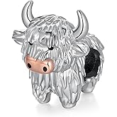 Feijiesi Highland Cow Charm 925 Sterling Silver Cow Charms for Bracelets Cow Jewelry Highland Cow Jewelry Gifts