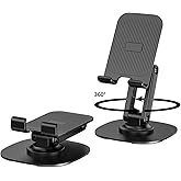 360° Degree Rotating Mobile Phone Holder,Fully Adjustable Foldable Desktop Phone Holder Stand Base,Foldable Desktop Cell Phone Stands for iPhone17 16 15 Pro Xr Xs Max X Plus iPad Samsung(K69-Black)