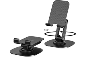 CXTX 360° Degree Rotating Mobile Phone Holder,Fully Adjustable Foldable Desktop Phone Holder Stand Base,Foldable Desktop Cell Phone Stands for iPhone17 16 15 Pro Xr Xs Max X Plus iPad Samsung(K69-Black)