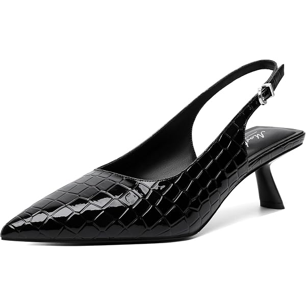OMJPWS Women's Slingback Kitten Heels - Pointed Toe, 4cm Heel, Adjustable Ankle Strap - View #7