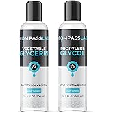 Compass Laboratory Propylene Glycol &amp; Vegetable Glycerin - 500mL Each | USP-Grade, High-Purity Mixing Solutions