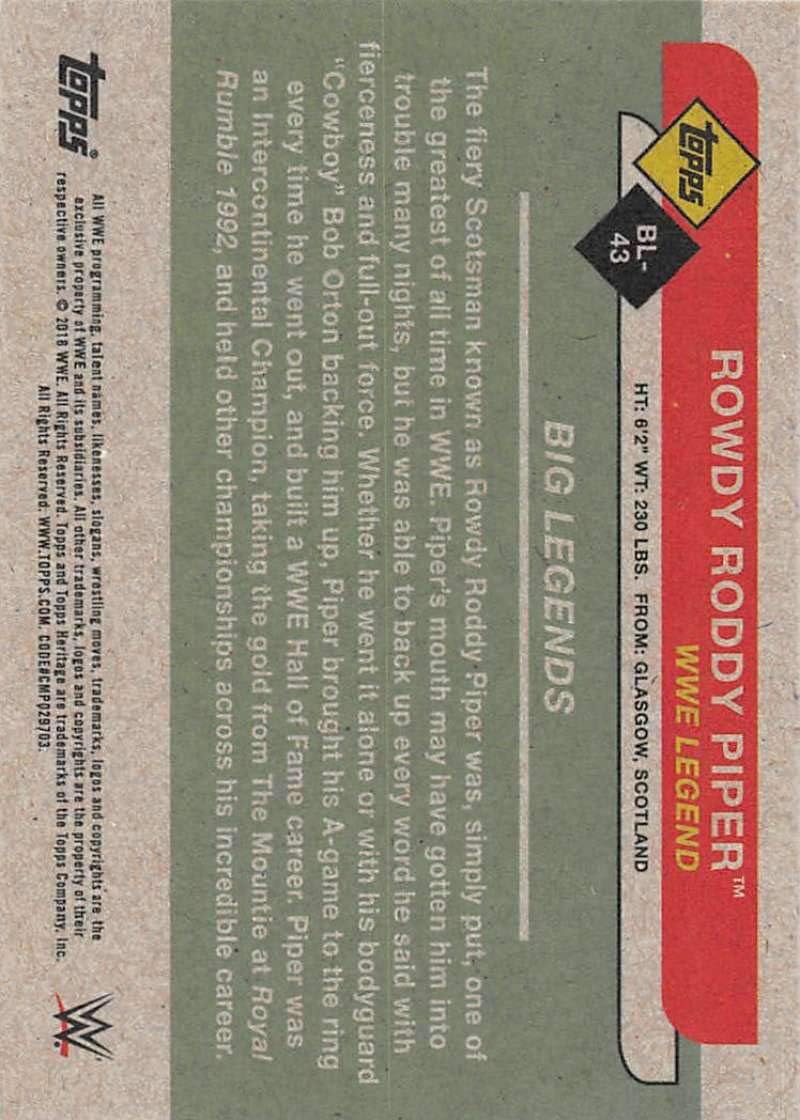 18 Topps Heritage Wwe Big Legends Bl 43 Rowdy Roddy Piper Wrestling Card Insert Singles Trading Cards Mydreamconsultant Com