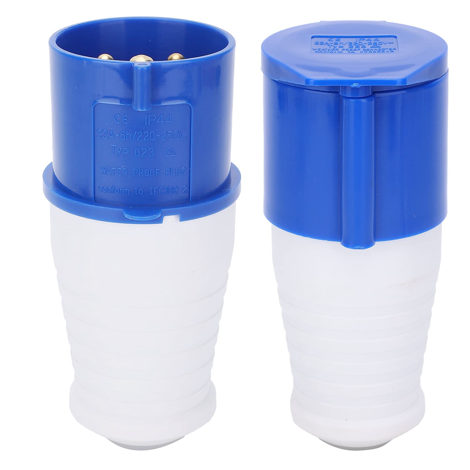 2Pcs 32 Amp Plug, 32Amp Industrial Connector 1‑Phase 3 Pin Industrial Plug, Explosion‑Proof Waterproof 32A 220‑250V 2P+E, Male And Female Locking Plug Socket Connector Industrial