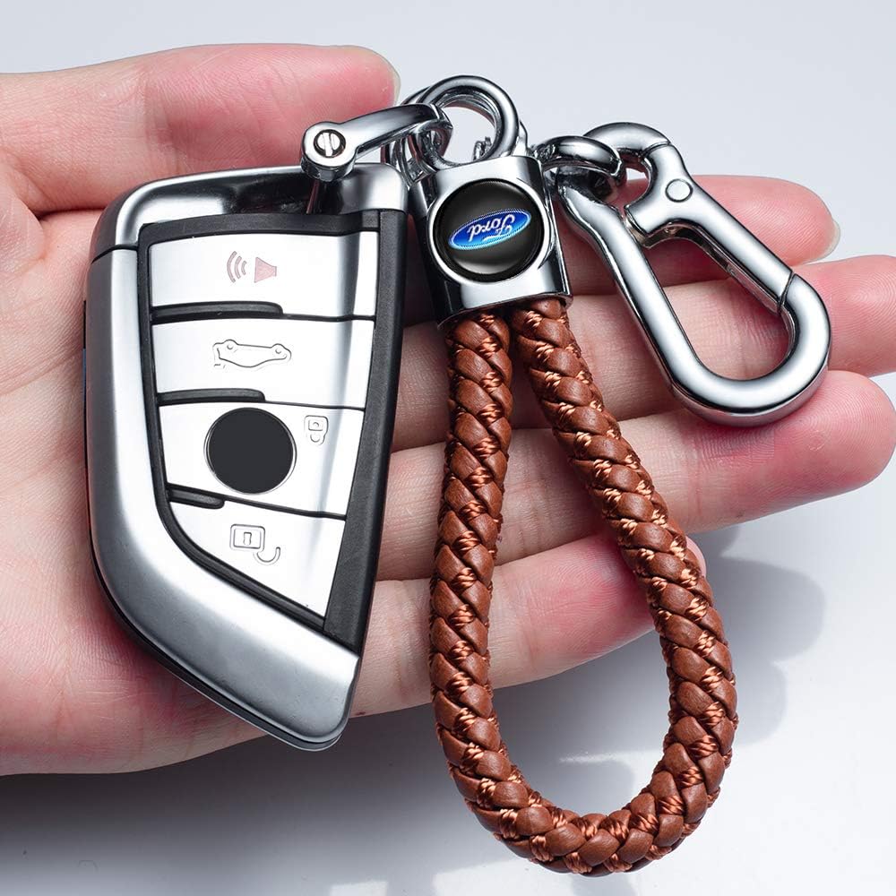 Interior Accessories Keychains JIYUE 1pc Genuine Leather Car Logo