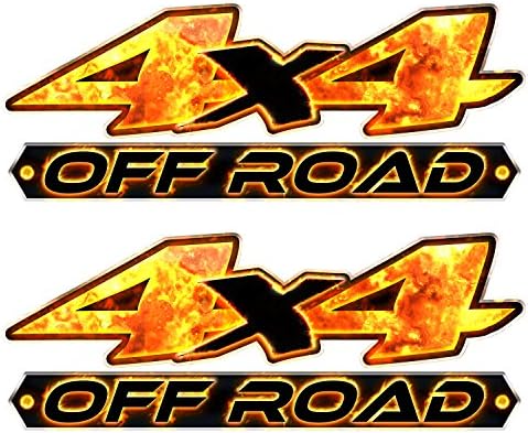4x4 "FIRE OFF ROAD" 2 Pack Decal #FE404 - vinyl Chevy Silverado GMC Sierra Ford truck sticker