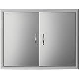 Mophorn BBQ Double Access Door 31W x 24H Inch, BBQ Door Stainless Steel Wall Construction Vertical, Outdoor Kitchen Door for 