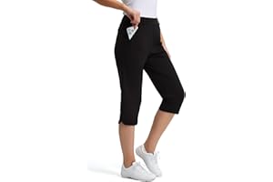 FitsT4 Sports Women 18" Golf Capris High Waist Stretch Hiking Capri Pants with Pockets Work Casual