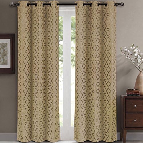 Willow Pair Jacquard Blackout Thermal Insulated Window Panels (84 x 108" Pair. (42 x 108 inches each) Color : Taupe