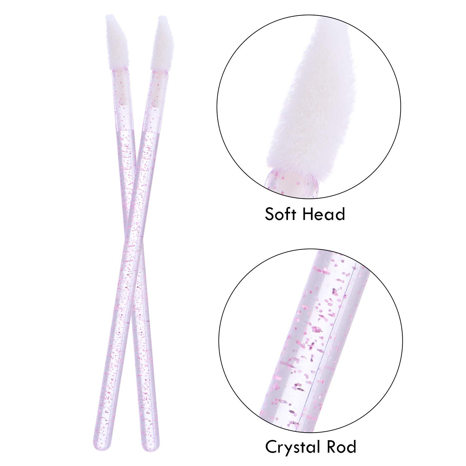 100 Pieces Glitter Lip Brush Crystal Lip Brush Disposable Lip Gloss Applicator Lipstick Gloss Wands and 100 Pieces Eyelash Brush Mascara Wands Applicator Makeup Tool: Beauty