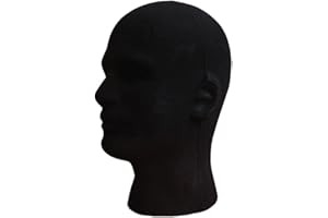 Bluelans Male Styrofoam Wig Head Mannequin Hats Glasses Foam Mannequin (Black)