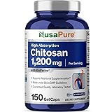 NusaPure Chitosan 1200mg 150 Caps (Non-GMO & Gluten Free) with Bioperine