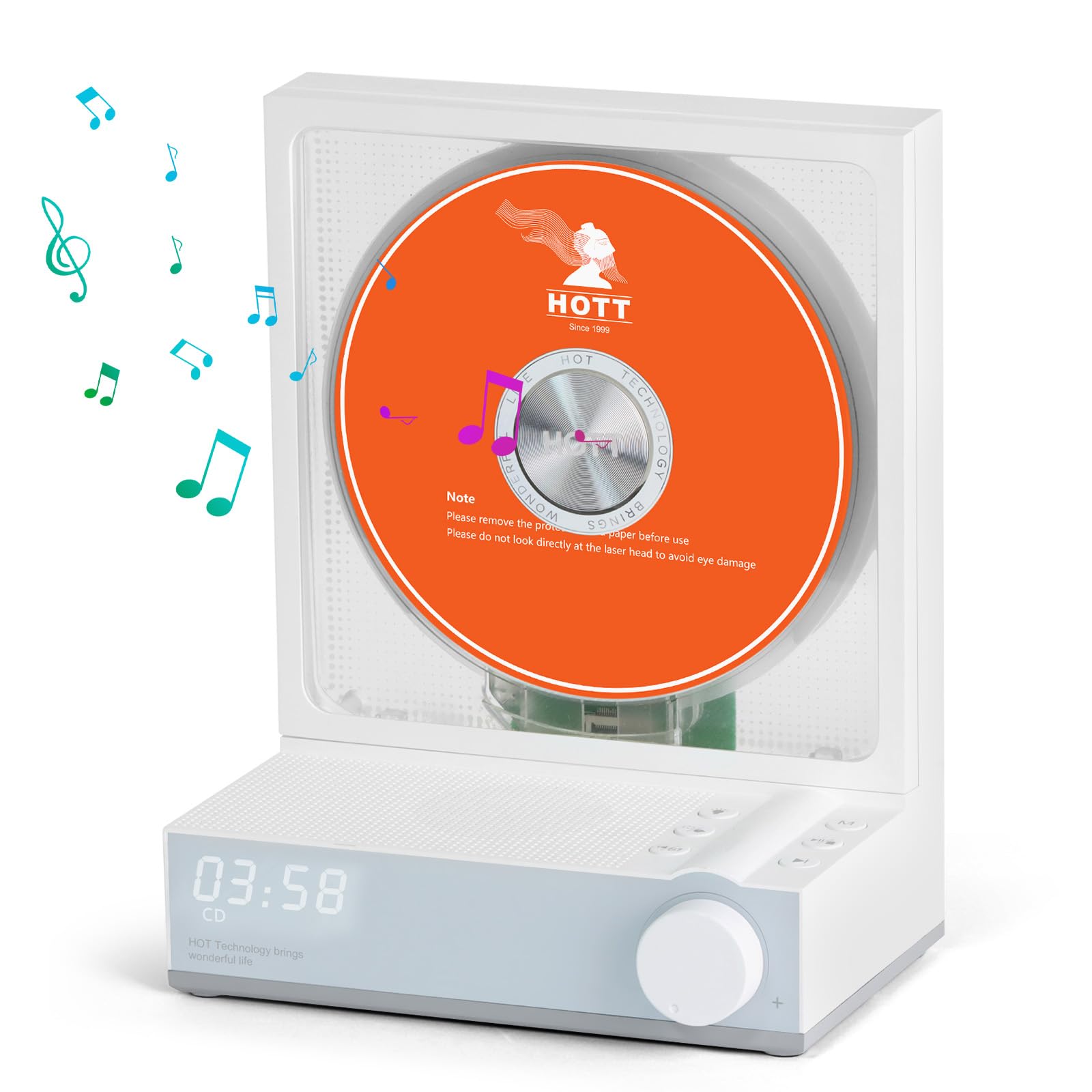CD Player Portable with Speakers, Bluetooth 5.3 Desktop CD Player with Colorful Lights Portable Desktop Music Player with Remote Control, Support USB/TF/Transcription/Timer/LED Screen for Home/Gift