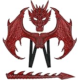 LIDENGER Dragon Wings Mask Tail Costume Set for Kids Realistic Dragon Cosplay Props for Halloween Dress-Up Parties Role Play