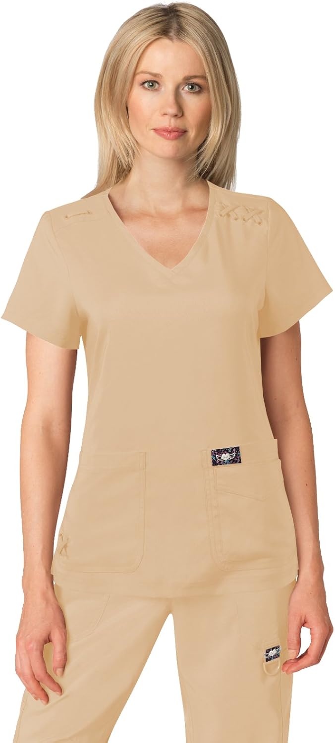 KOI Tech Women's Andi Scrub Top Khaki XXS Clothing