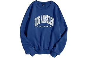 Cxquxse Women'S Oversized Sweatshirt Los Angeles California Graphic Crewneck Long Sleeve Casual Loose Pullover Tops