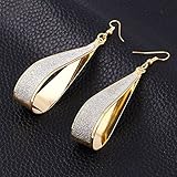 SOSUO Silver Crystal Scrub Water Drop Hook Dangle Earrings Fashion Women Party (Gold)