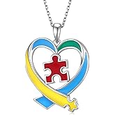 CVRAVO Autism Awareness Necklace 925 Sterling Silver Autism Puzzle Piece Necklace Autism Awareness Jewelry Gifts for Women