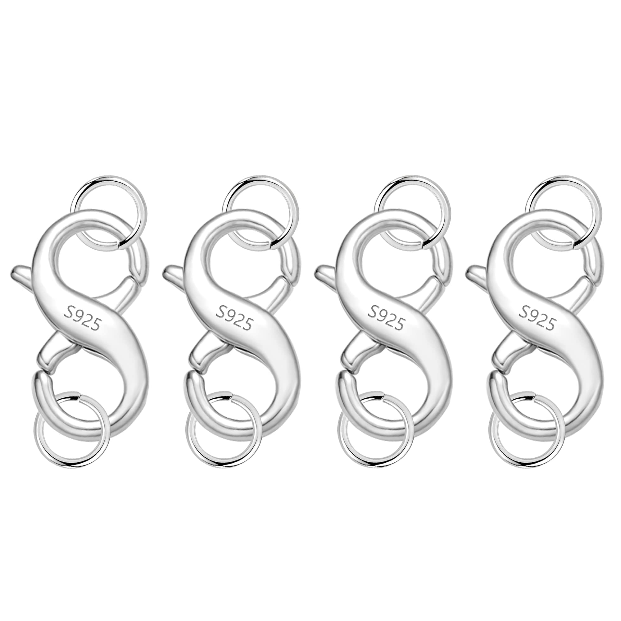 ALEXCRAFT Sterling Silver 925 Lobster Claw Clasps with Jump Rings, Necklace Clasp Bracelet Clasp Jewelry Clasp Silver Rings Double Large Lobster Claw Clasps for Necklace Bracelet Jewelry Making DIY