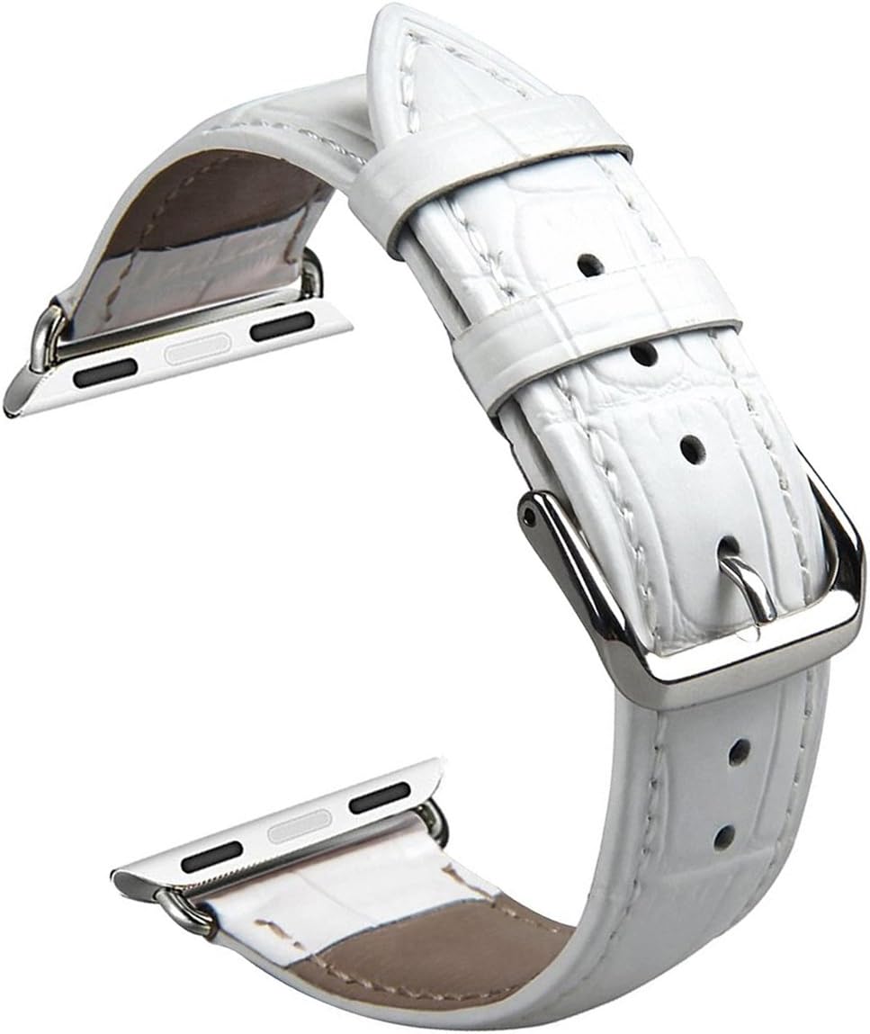 Yogem Apple Watch Band, Genuine Crocodile Pattern Leather Replacement Wrist Band for Apple Watch