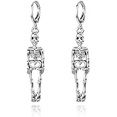 Silver Skeleton Earrings Dangle Skeleton Earrings for Women Halloween Costumes Woman 2025 Halloween Jewelry Gifts Trendy